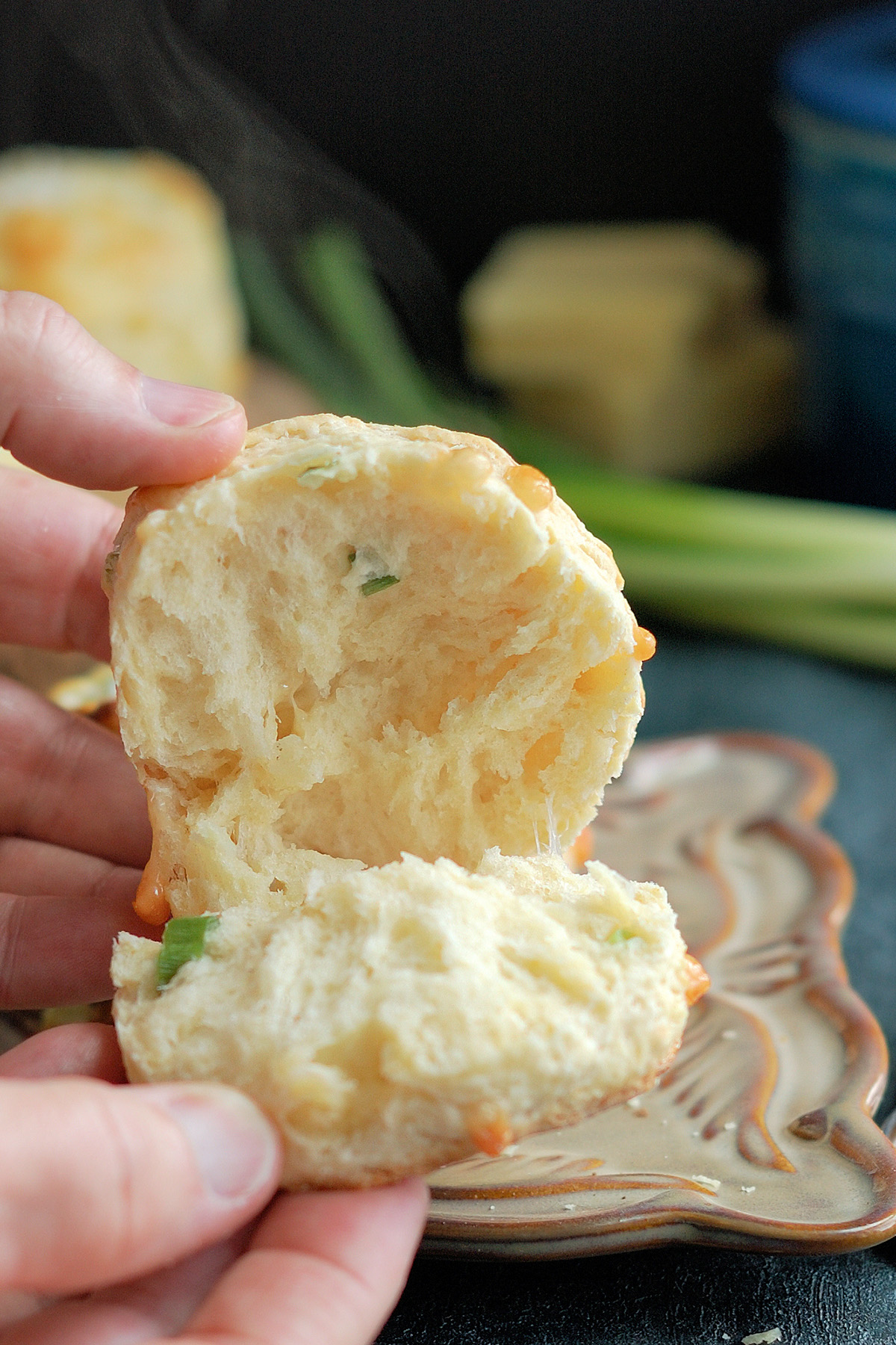 a split cheese scone.