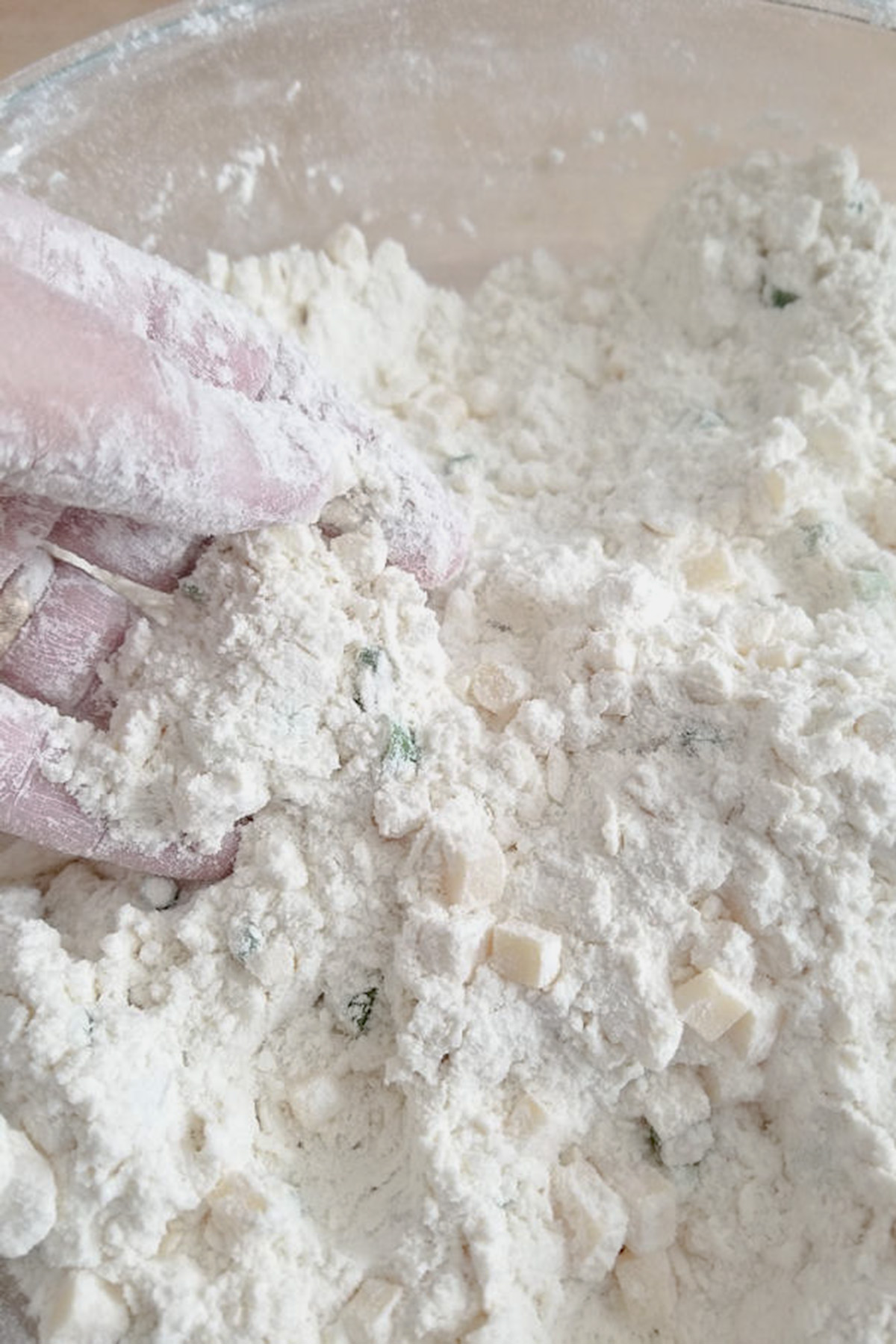 dry ingredients for scones in a bowl.