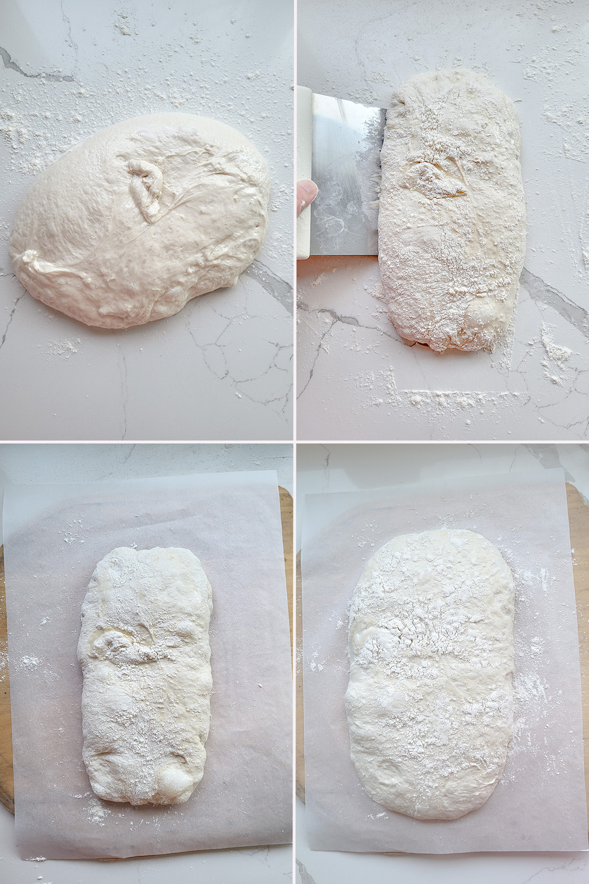 dough shaped into a rectangle.