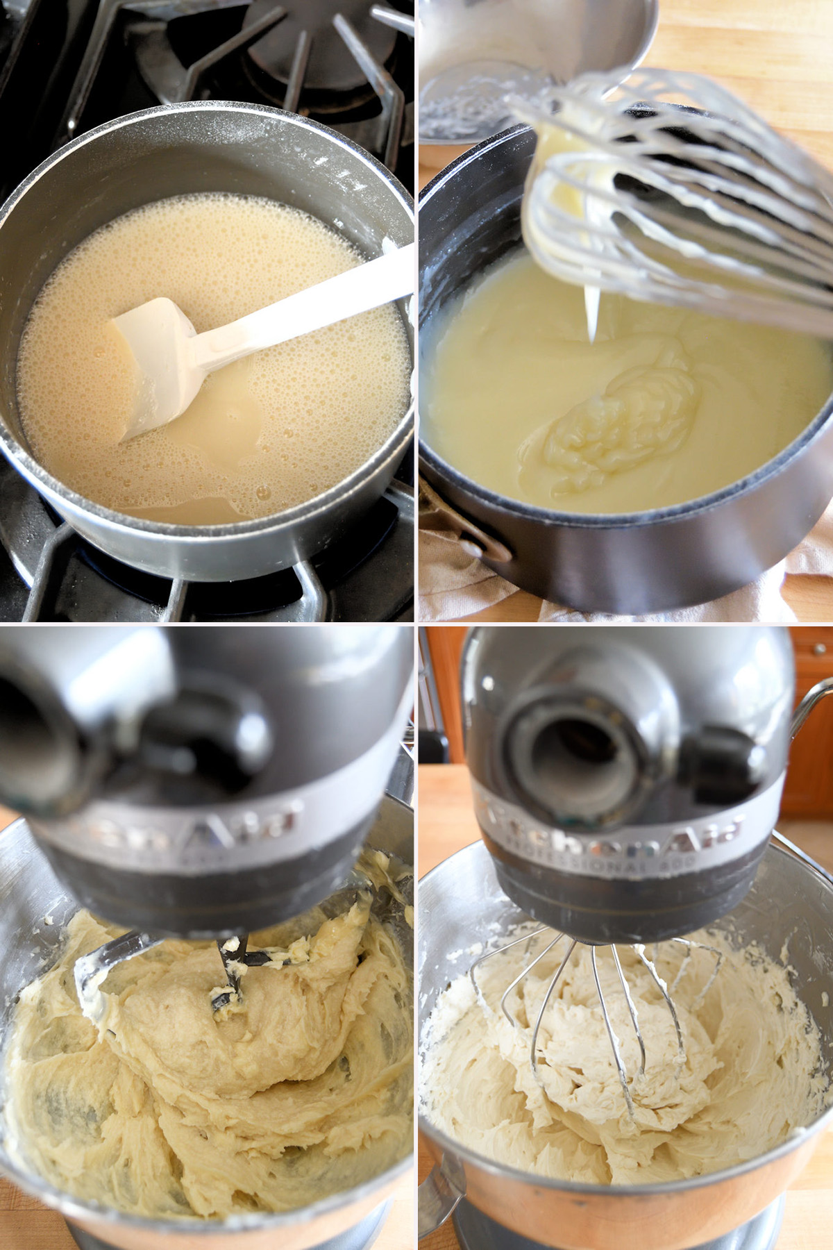 A mixing bowl filled with butter and frosting.