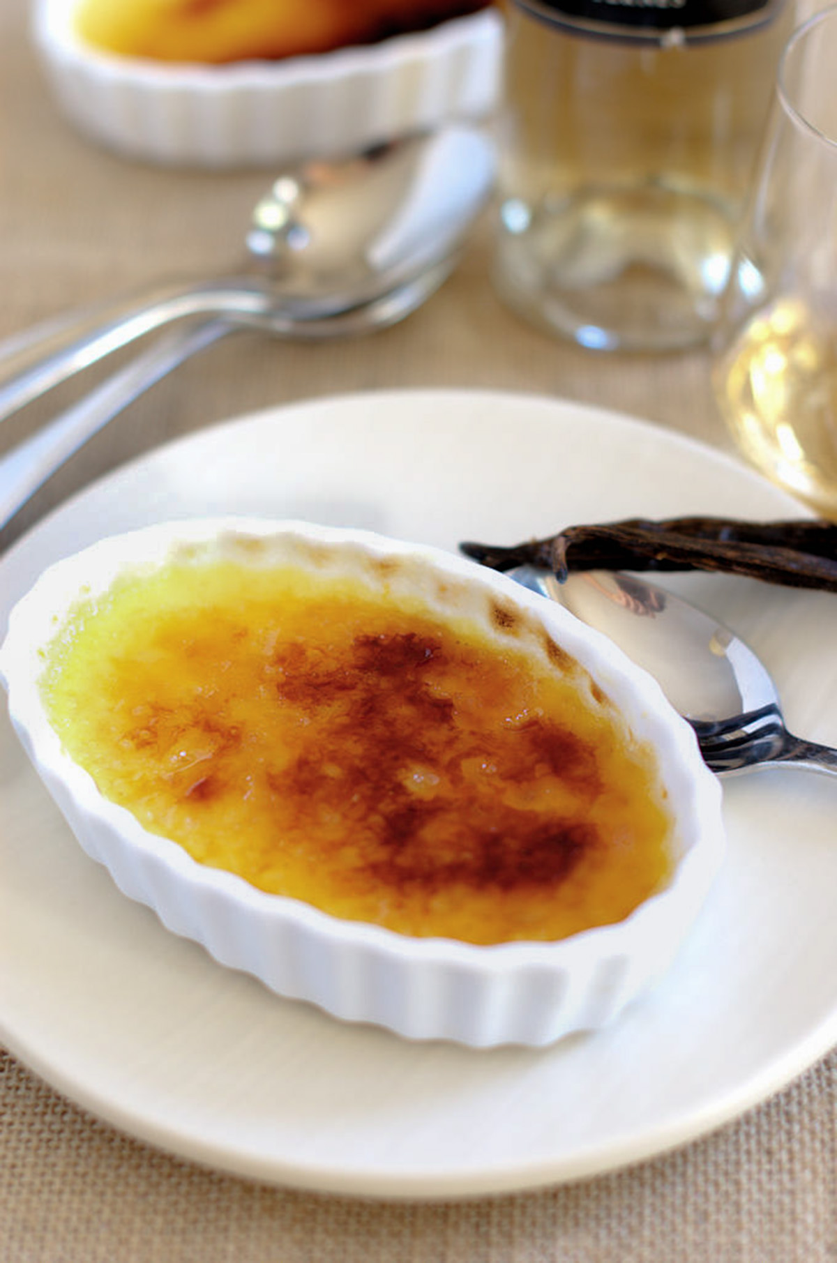 a creme brulee on a plate.