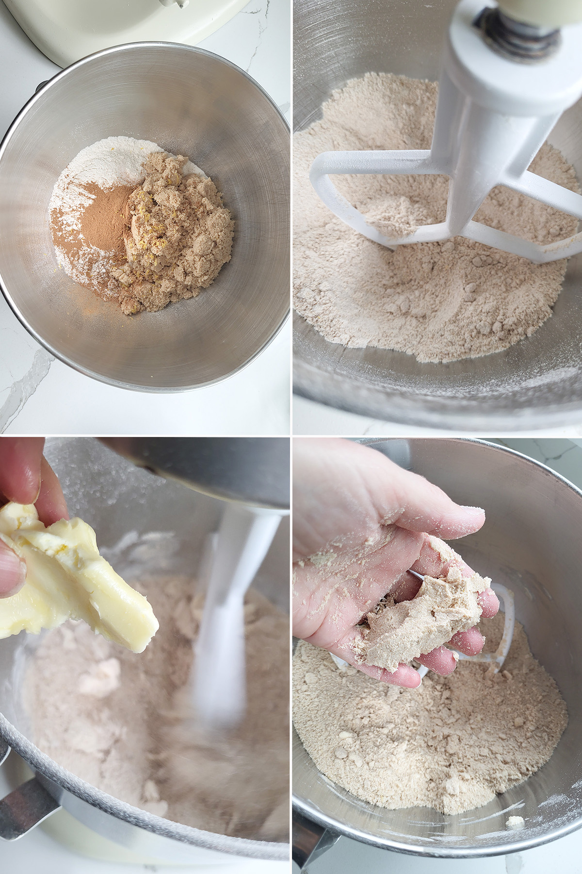 ingredients for crumb topping in a mixing bowl.