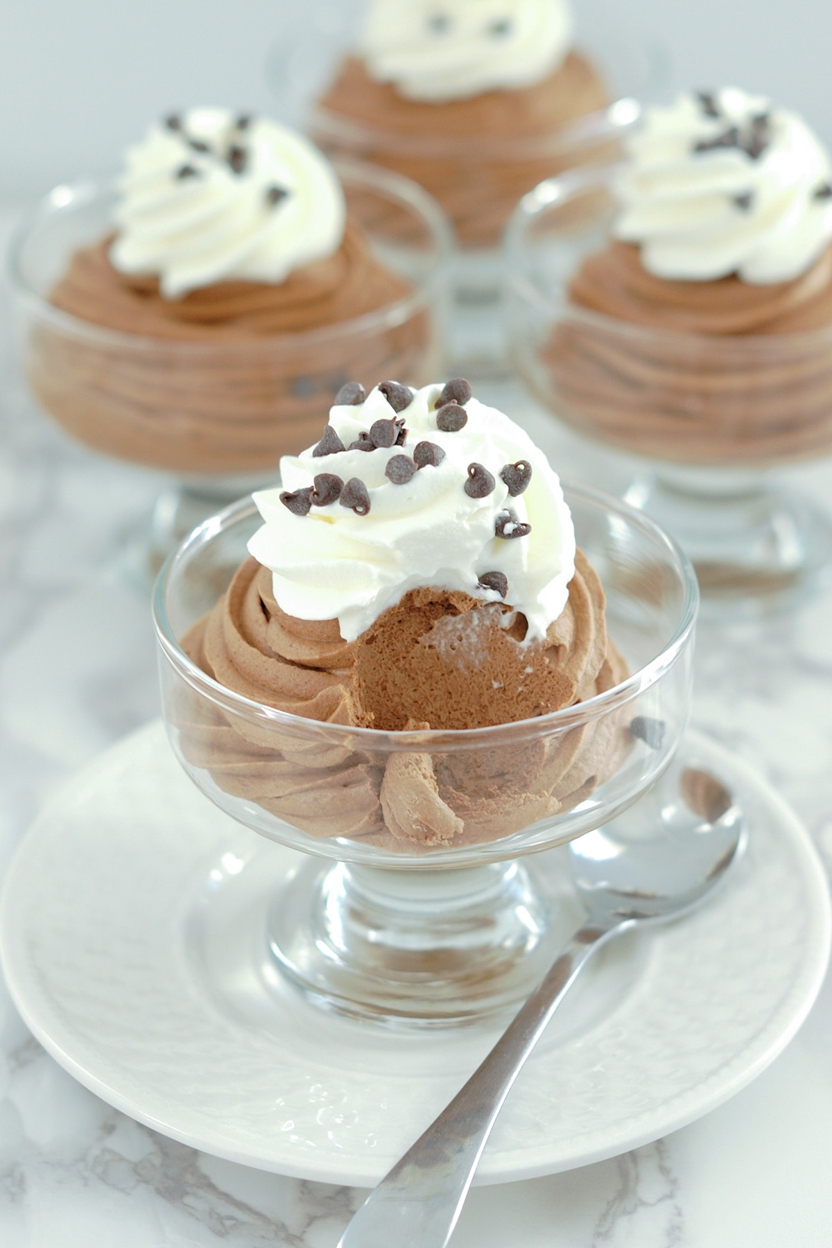 a bowl of chocolate  mousse.