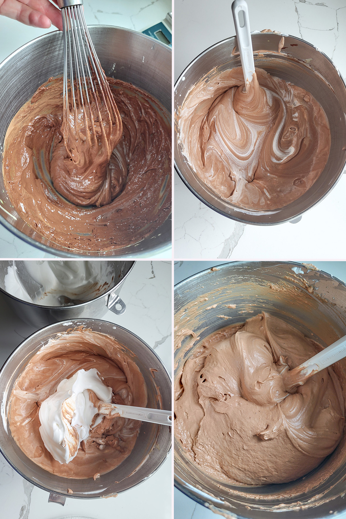 Chocolate mousse in a mixing bowl.
