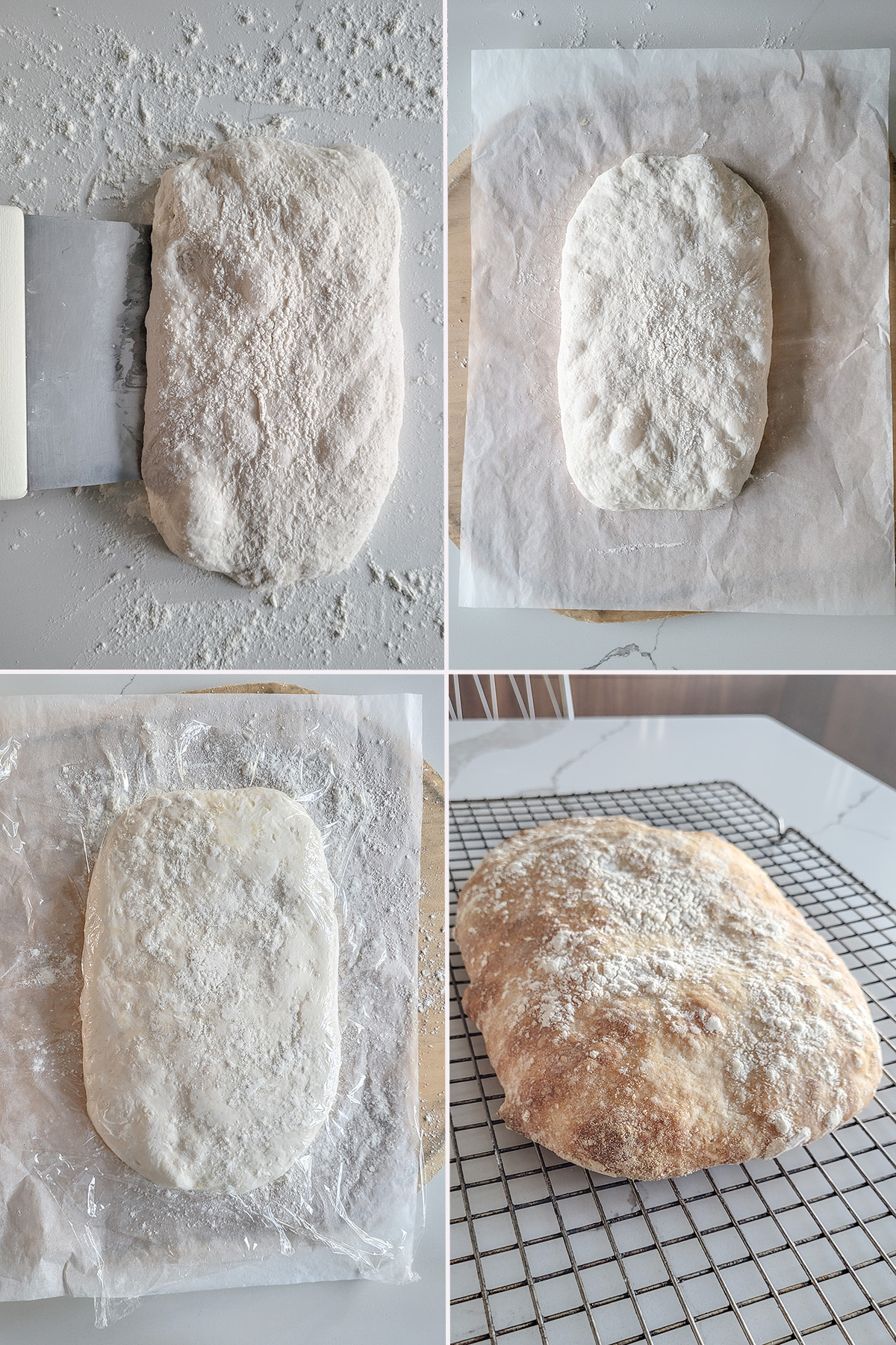 forming a loaf of bread in 4 steps.