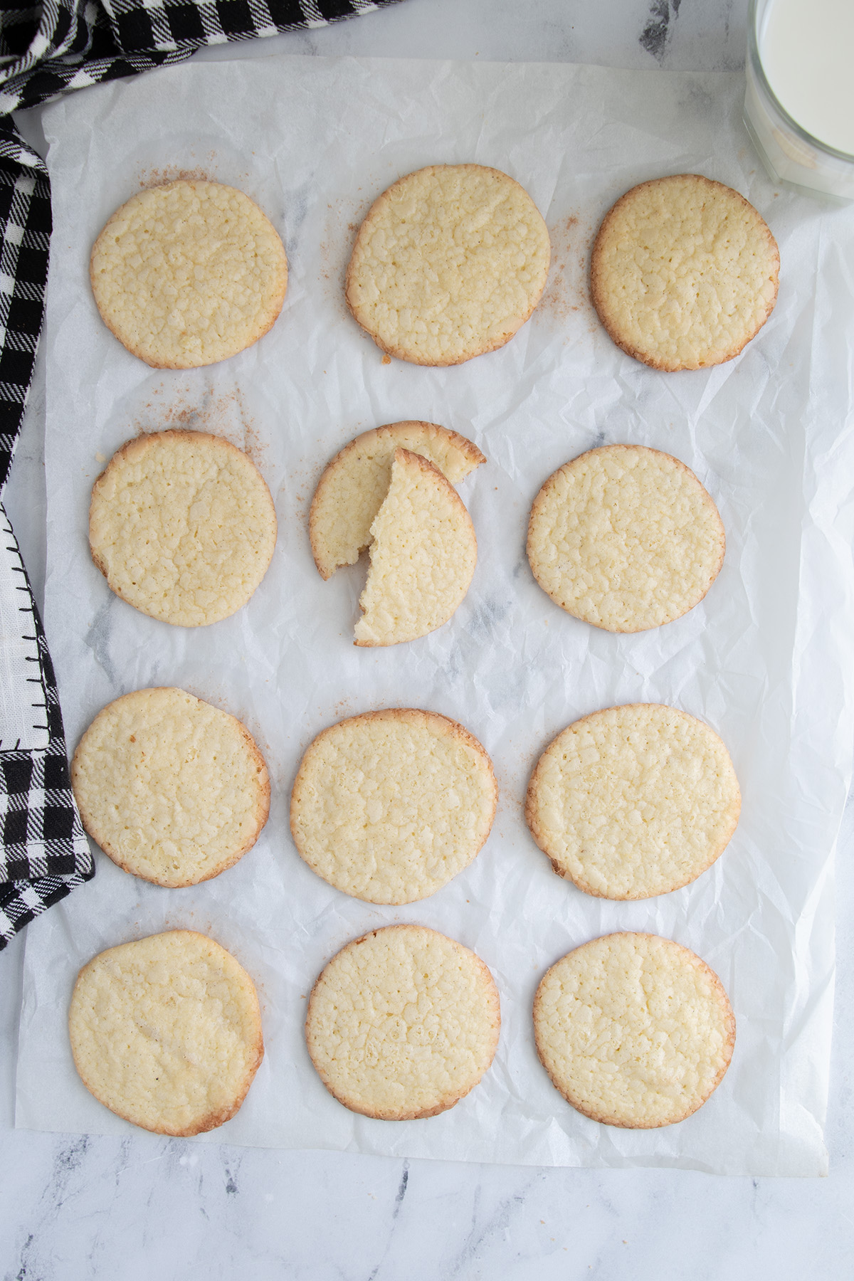 vanilla cookies on parchment paper.