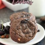 a pinterest image for Chunky Cherry Chocolate Cookies with text overlay.