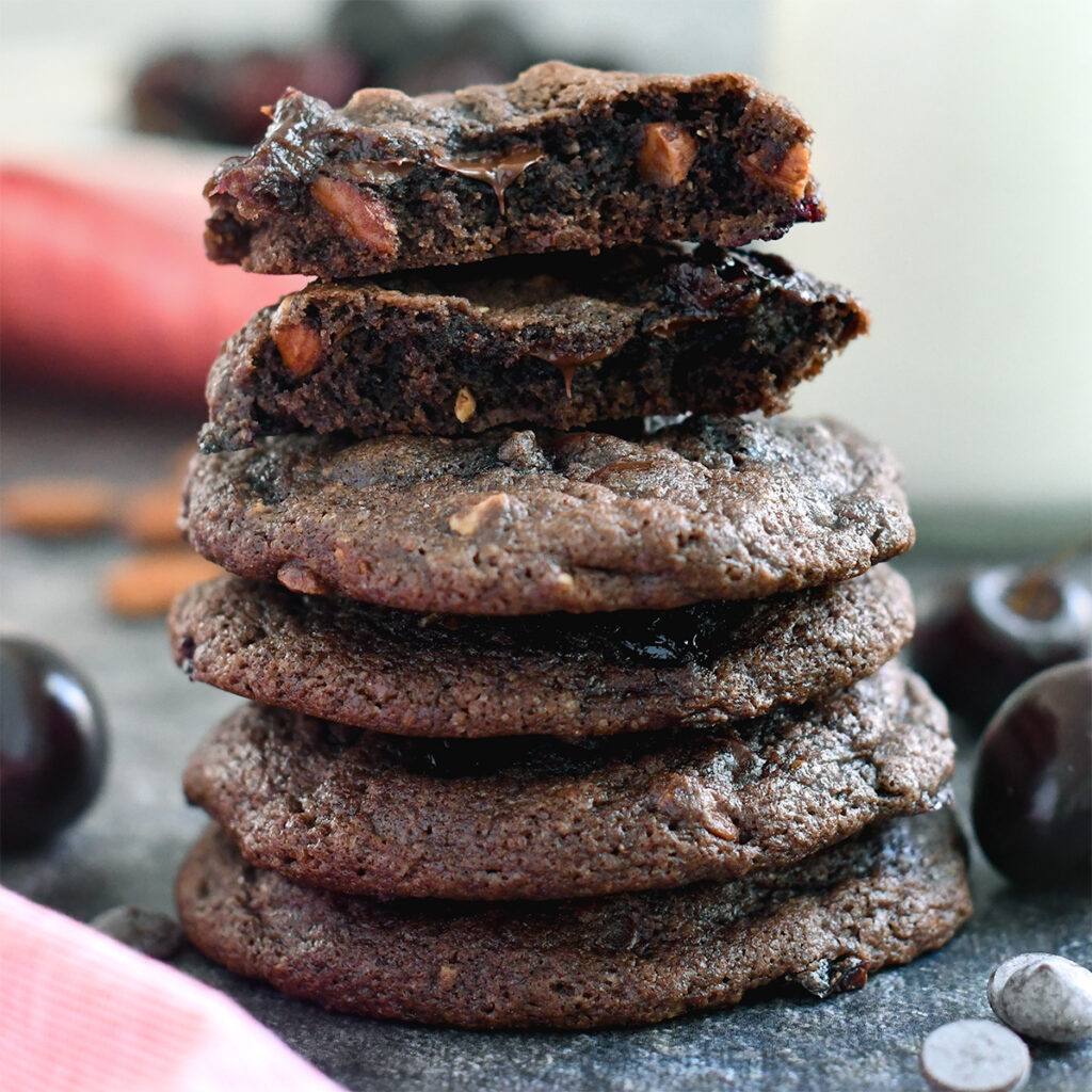 a stack of cherry chocolate cookies.