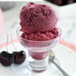 a pinterest image for cherry sorbet with text overlay.