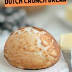 a pinterest image for sourdough dutch crunch bread with text overlay.