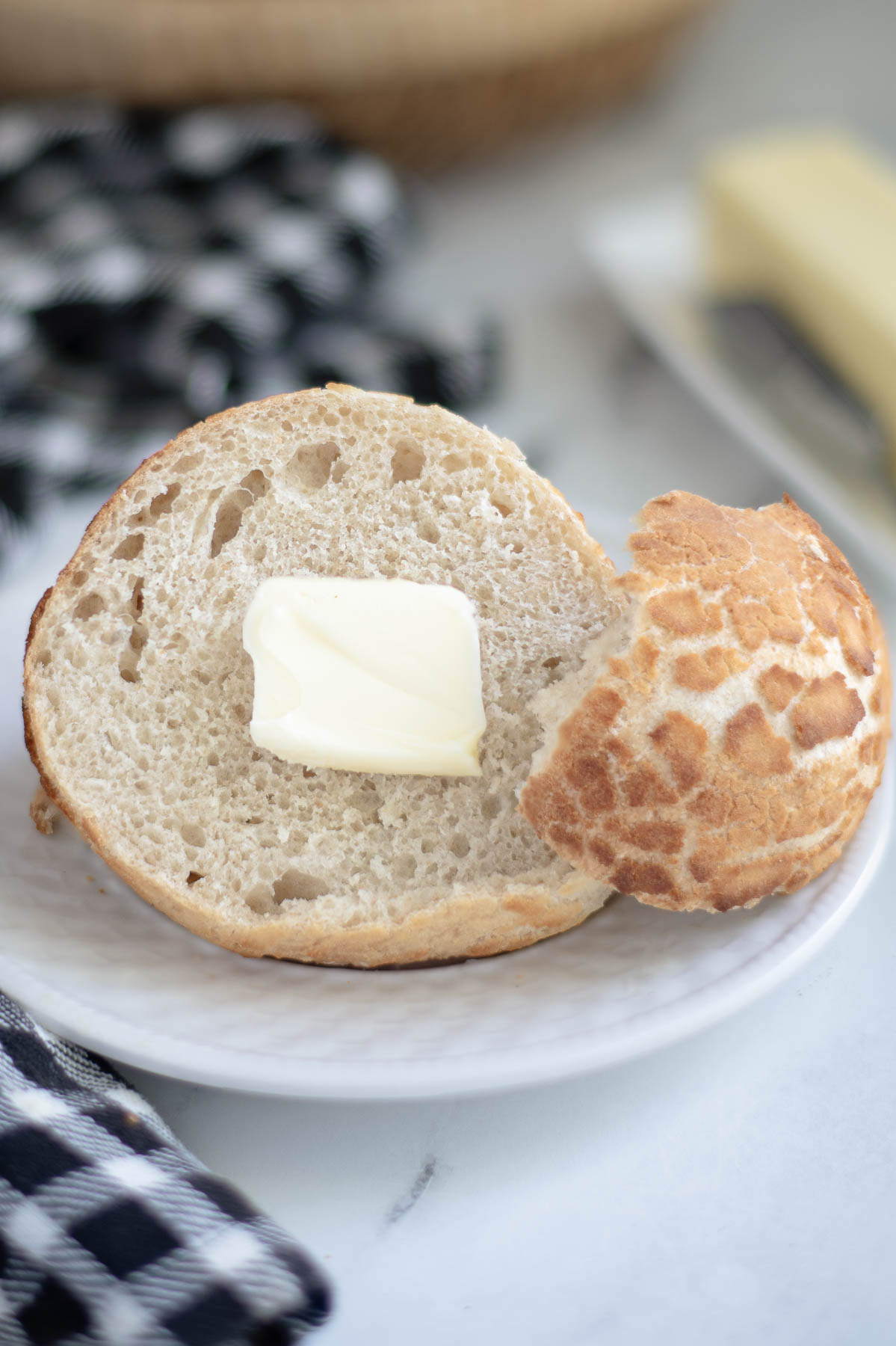 Interior crumb of sliced sourdough Dutch Crunch Bread with tender texture