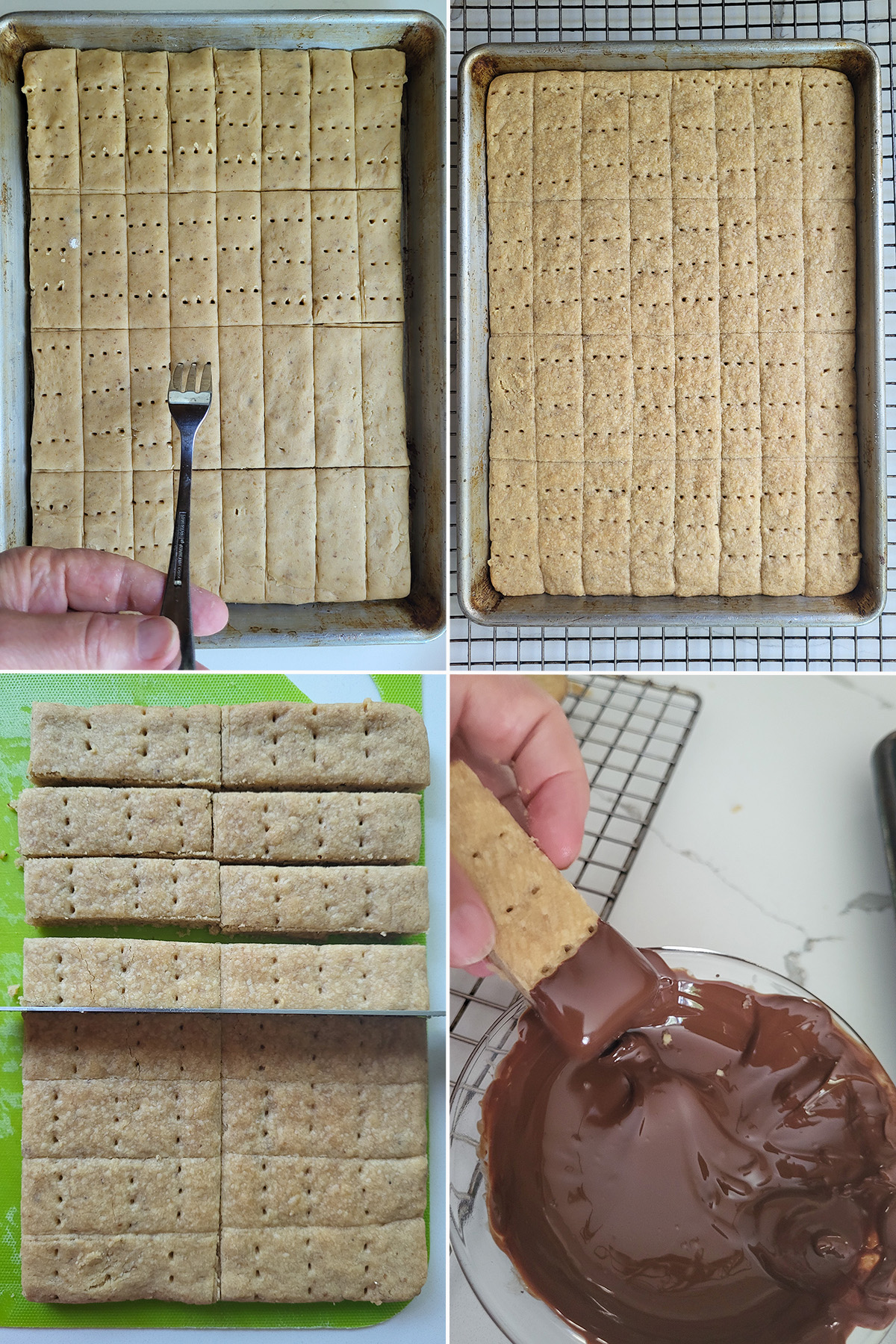 walnut shortbread before and after baking then dipped in chocolate.