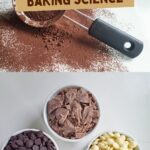 a pinterest image for chocolate & cocoa baking science with text overlay