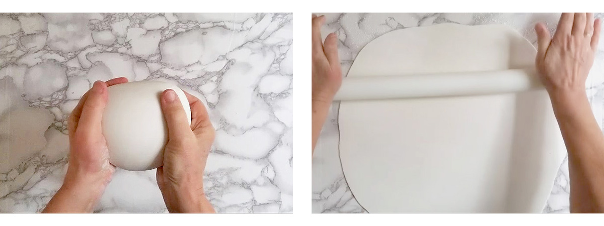kneading and rolling fondant.