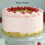 a pinterest image for a how to ice a cake page.