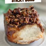 a pinterest image for sourdough sticky buns with text overlay.