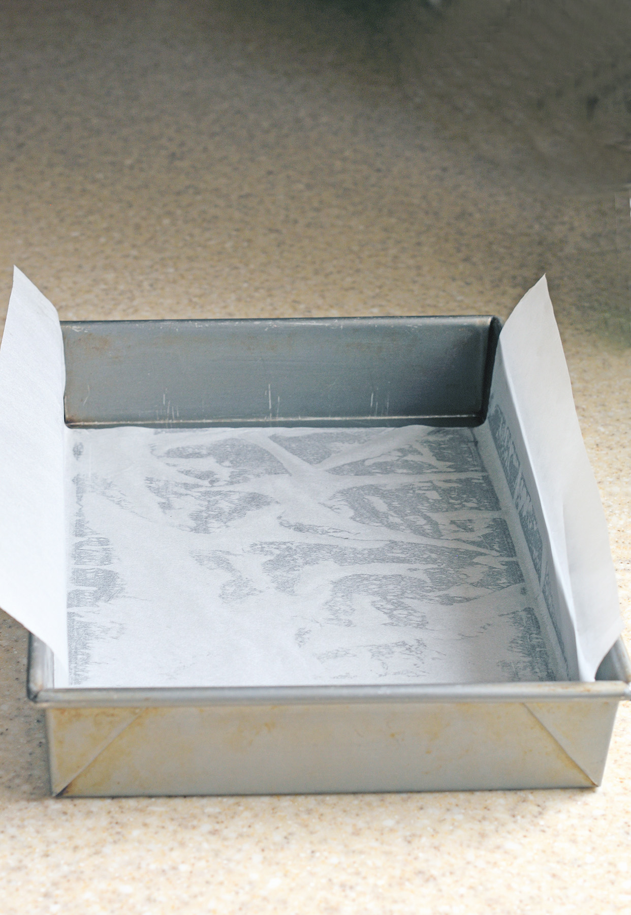 a brownie pan butter and lined with parchment paper. 