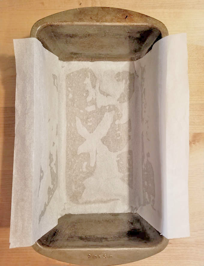 a loaf pan buttered and lined with parchment paper. 