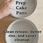 a pinterest image for how to prep cake pan guide with text overlay