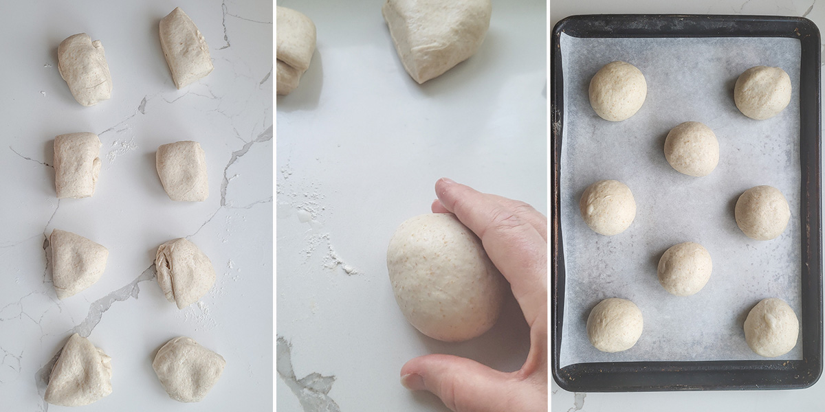 bread dough formed into rolls.