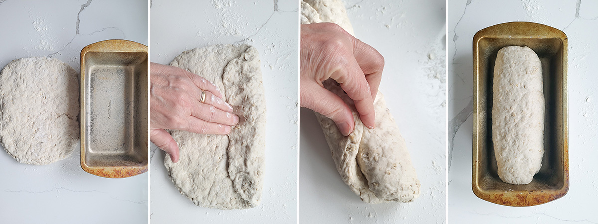 shaping a loaf of bread