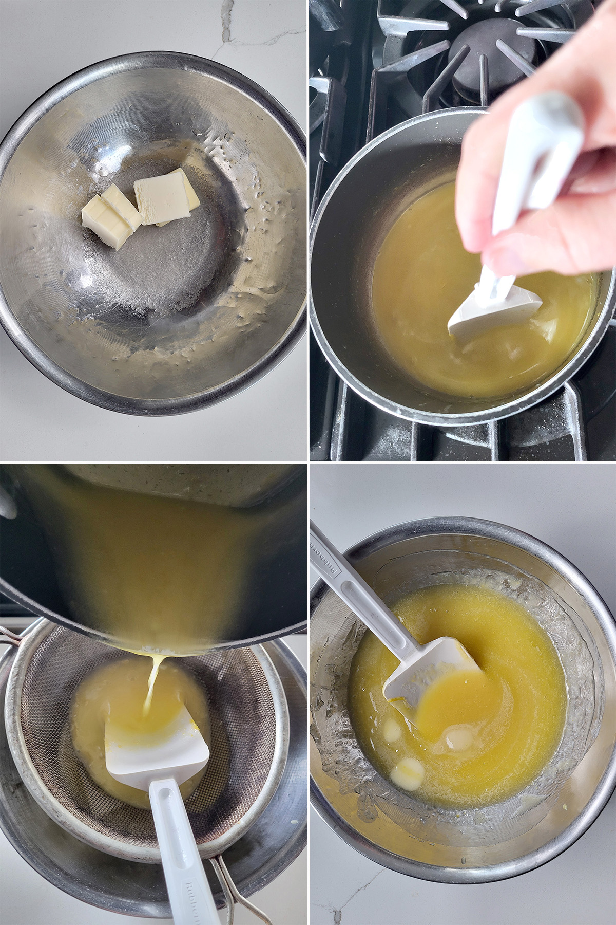 lemon curd in a saucepan and in a bowl.