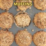 a pinterest image for applesauce oatmeal muffins with text overlay.