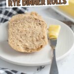 sourdough rye dinner rolls for pinterest with text overlay.