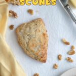 a pinterest image for banana scones with text overlay.