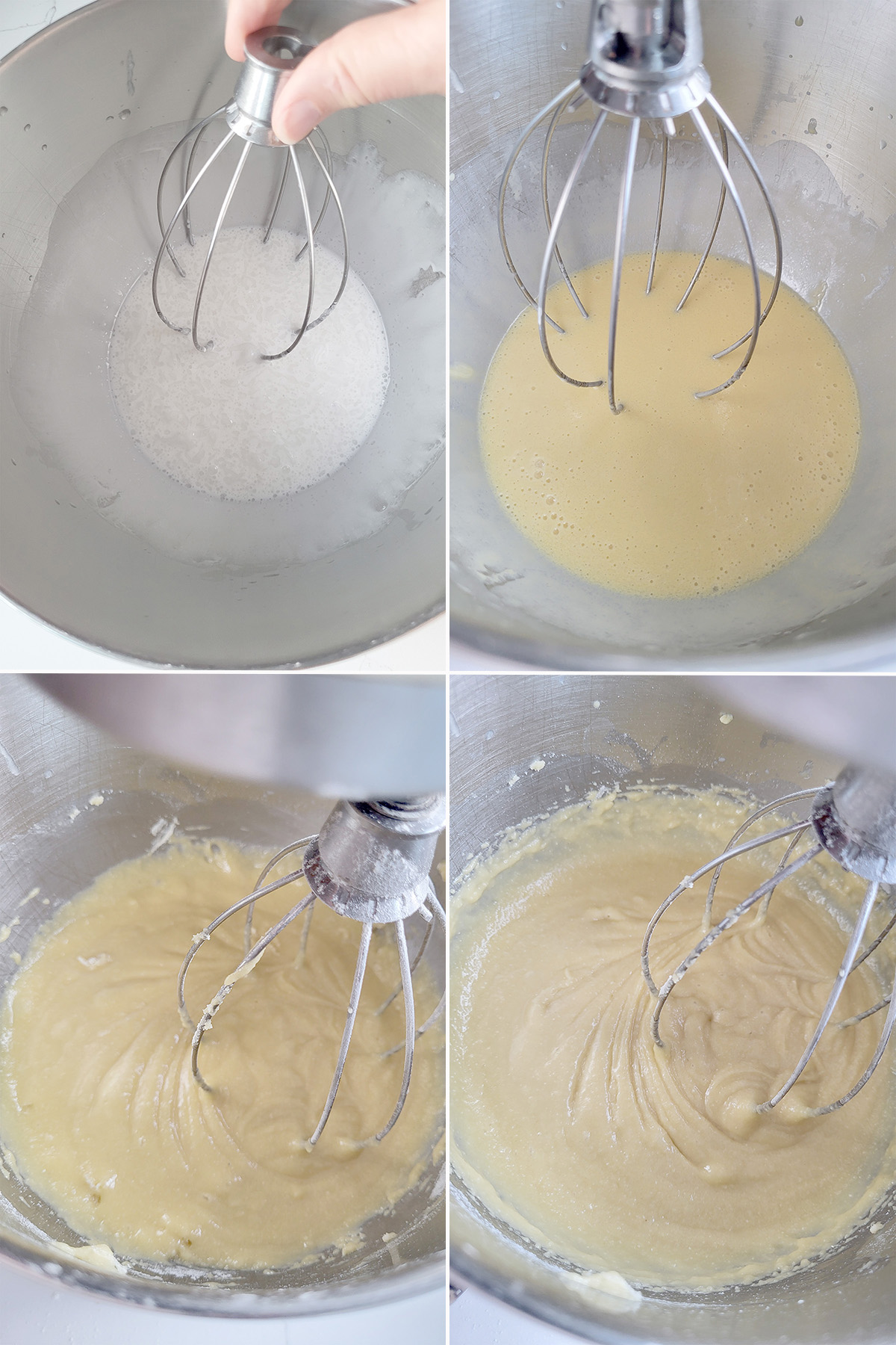 coconut oil and eggs in a mixing bowl with a whisk.