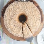 a pinterest image for coconut chiffon cake with text overlay.